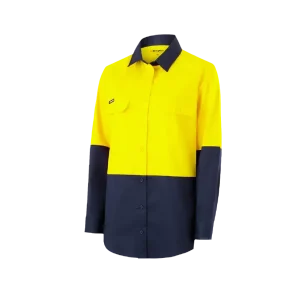 KingGee Women's Hi Vis Vented Spliced Long Sleeve Work Shirt K44222