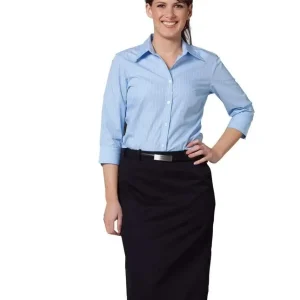 BENCHMARK Women's Pin Stripe 3/4 Sleeve Shirt M8223
